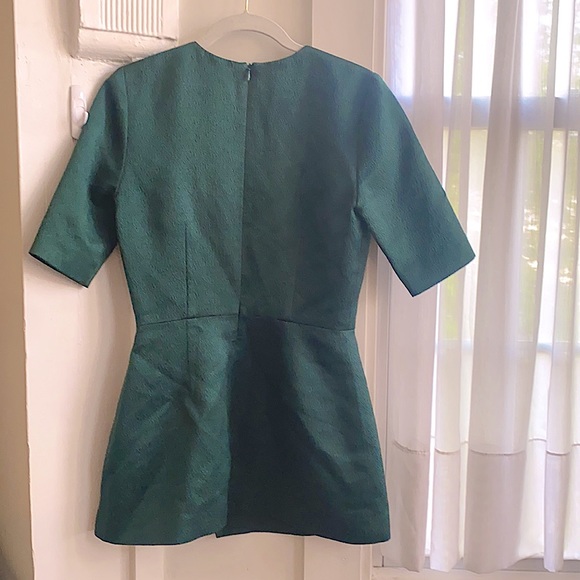 Emerald Virgin Wool & Silk Faux Wrap Peplum Tunic - Picture 6 of 11